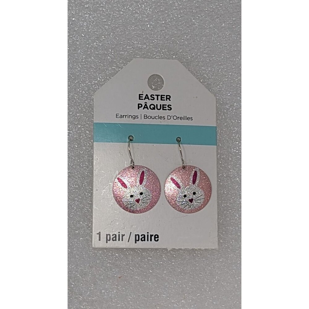 Easter Pâques Nickel Free Bunny Rabbit Earrings Pink